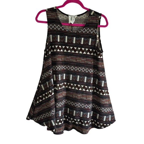 PPLA Women's Medium Sleeveless Top Geometric Print Casual Tank Hippie Boho - Picture 1 of 3